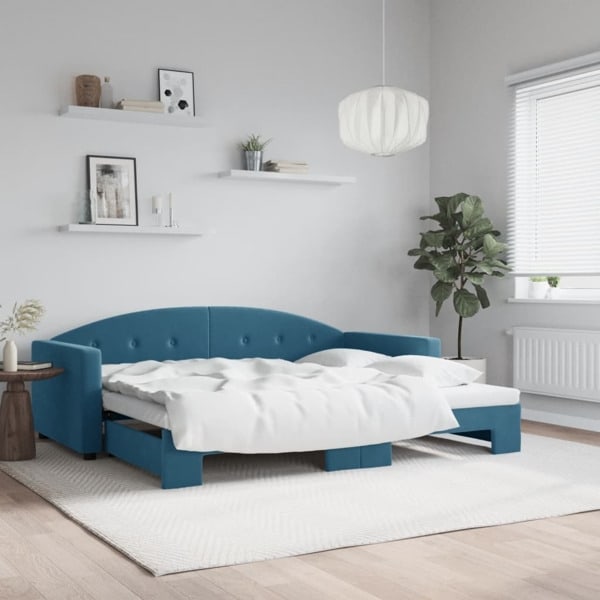 vidaXL Dagbädd utdragbar blå 90x200 cm sammet Blå