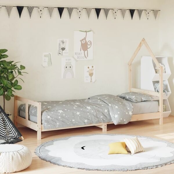 vidaXL Sängram för barnsäng 80x200 cm massiv furu Brun