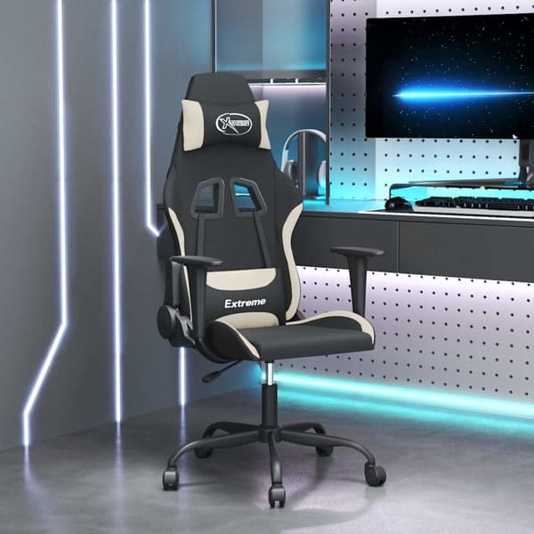 vidaXL Gamingstol svart och gräddvit tyg Kräm