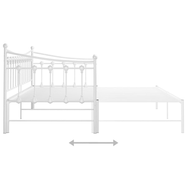 vidaXL Utdragbar sängram bäddsoffa vit metall 90x200 cm Vit