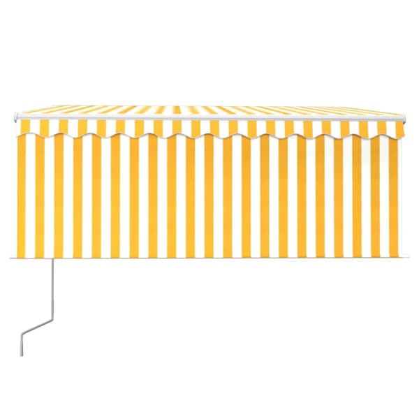 vidaXL Automatiserad markis vindsensor rullgardin LED 3x2,5m gul/vit Gul