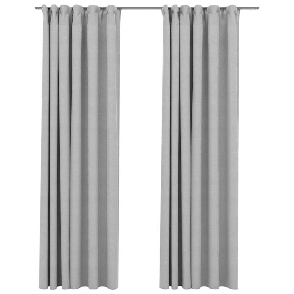 vidaXL Mörkläggningsgardiner med krokar linnelook 2 st grå 140x245 cm grå