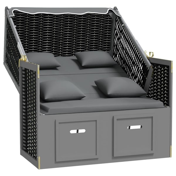 vidaXL Strandkorg med dyna konstrotting och massivt trä antracit Antracit
