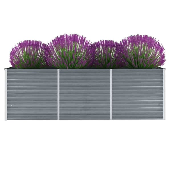 vidaXL Odlingslåda upphöjd galvaniserat stål 240x80x77 cm grå grå