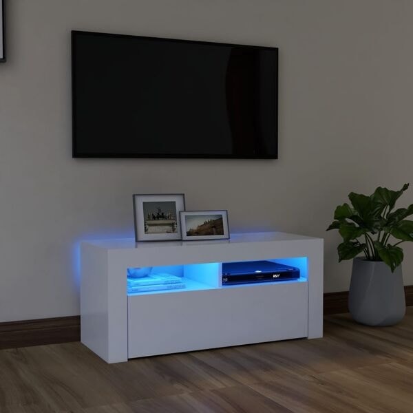 vidaXL TV-bänk med LED-belysning vit 90x35x40 cm Vit