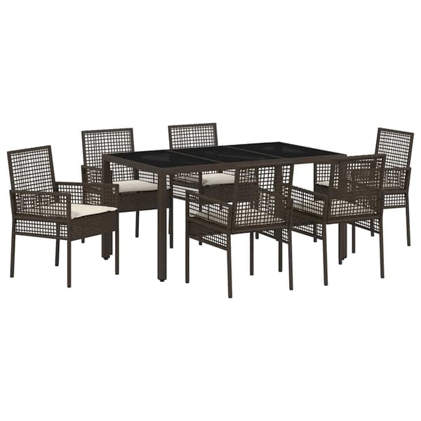 vidaXL Trädgårdsmöbelset 7 pcs Brun konstrotting Brun