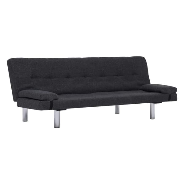 vidaXL Bäddsoffa med två kuddar mörkgrå polyester grå
