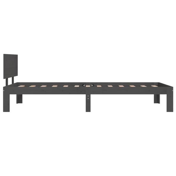 vidaXL Sängram grå massiv furu 90x200 cm grå