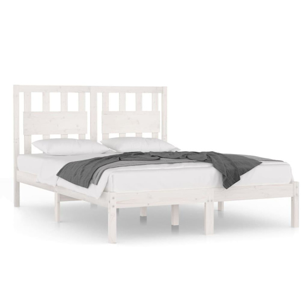 vidaXL Sängram vit massiv furu 140x200 cm Vit