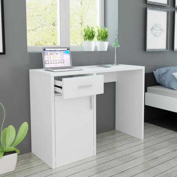 vidaXL Skrivbord med låda och skåp vit 100x40x73 cm Vit