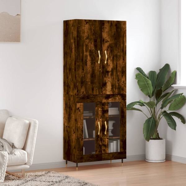 vidaXL Högskåp rökfärgad ek 69,5x34x180 cm konstruerat trä Brun
