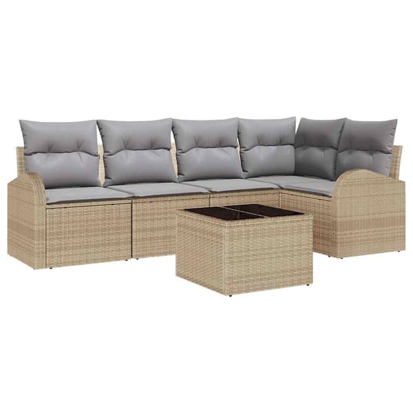vidaXL Soffset 6 st Beige Polyester Beige
