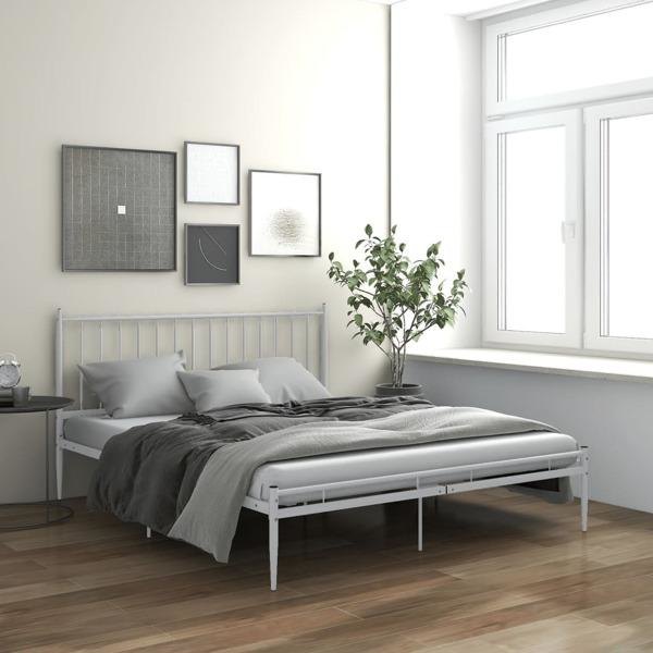 vidaXL Sängram vit metall 200x200 cm Vit