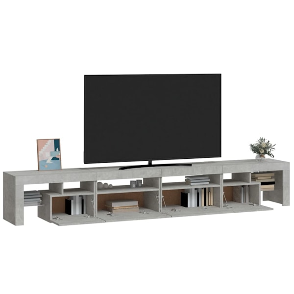 vidaXL Tv-bänk med LED-belysning betonggrå 260x36,5x40 cm Grå