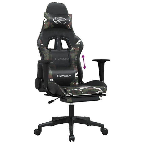 vidaXL Gamingstol med fotstöd svart och kamouflage konstläder Grön