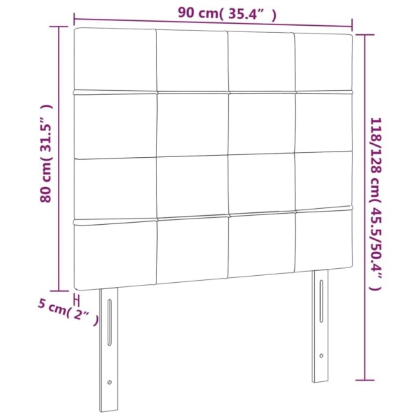 vidaXL Sänggavel LED mörkgrå 90x5x118/128 cm tyg Grå