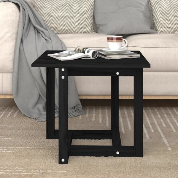 vidaXL Soffbord svart 50x50x45 cm massivt furu Svart