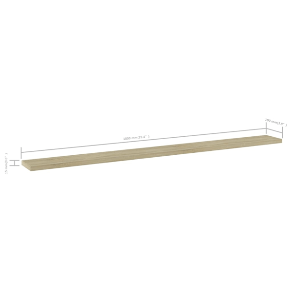 vidaXL Hyllplan 4 st sonoma-ek 100x10x1,5 cm konstruerat trä Brun