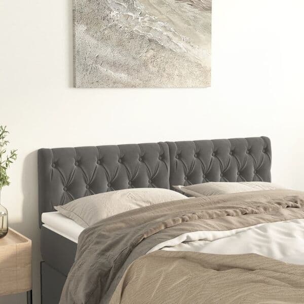vidaXL Huvudgavlar 2 st mörkgrå 72x7x78/88 cm sammet Grå