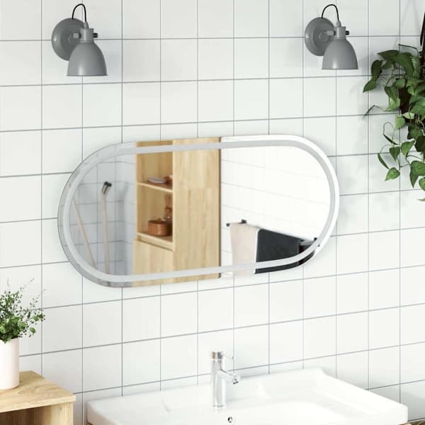 vidaXL Badrumsspegel LED 100x45 cm oval Transparent