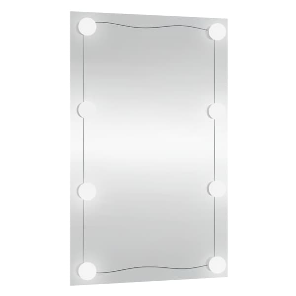 vidaXL Väggspegel med LED-belysning 40x60 cm glas rektangulär Silver