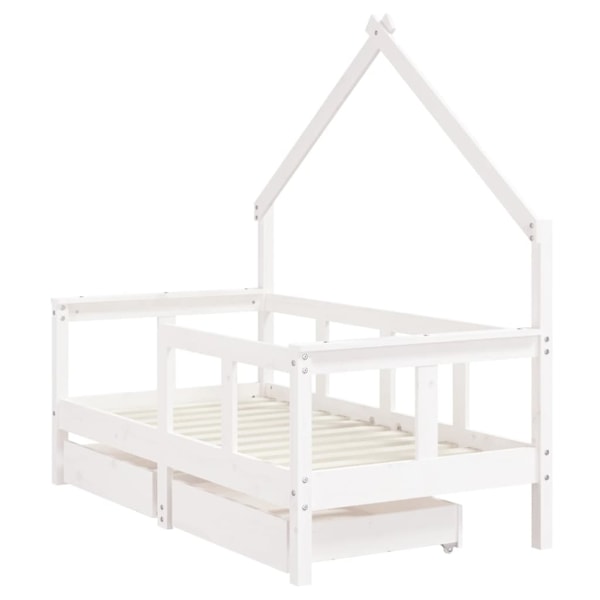 vidaXL Sängram för barnsäng m. lådor vit 70x140 cm massiv furu Vit