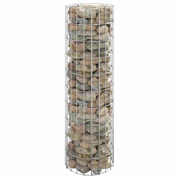 vidaXL Planteringsgabion upphöjd rund galvaniserat stål Ø30x100 cm Silver