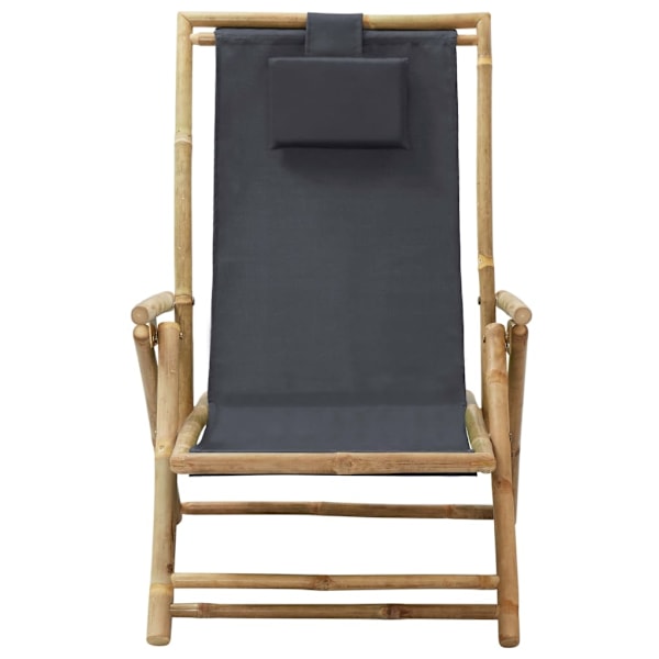 vidaXL Reclinerstol mörkgrå bambu och tyg grå