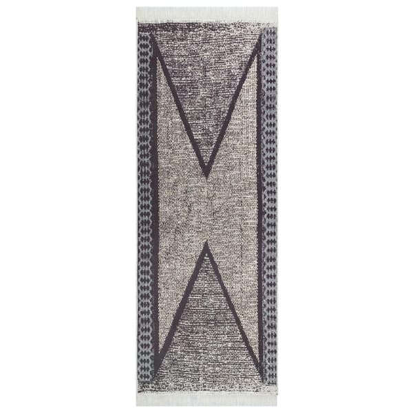 vidaXL Matta svart och grå 100x300 cm bomull grå