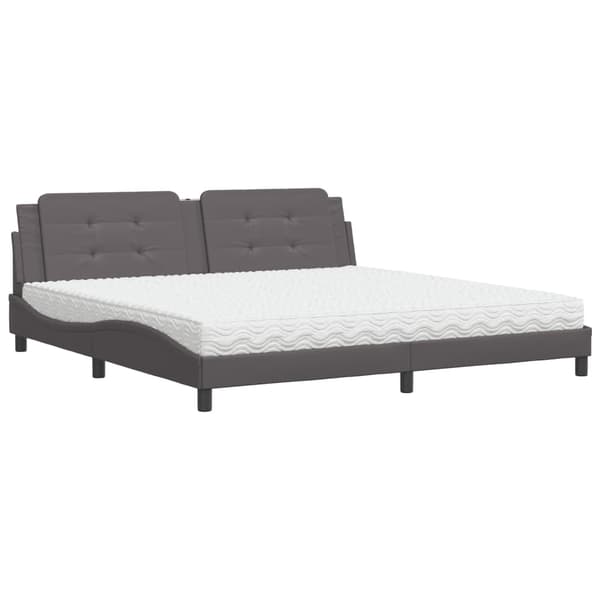 vidaXL Säng med madrass grå 200x200 cm konstläder Grå