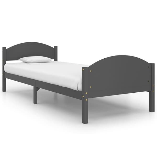 vidaXL Sängram mörkgrå massiv furu 90x200 cm grå