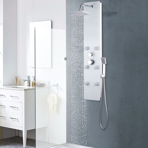 vidaXL Duschpanel glas 25x44,6x130 cm vit Vit