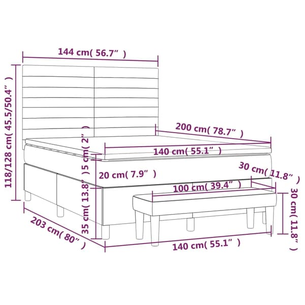 vidaXL Ramsäng med madrass blå 140x200 cm tyg Blå