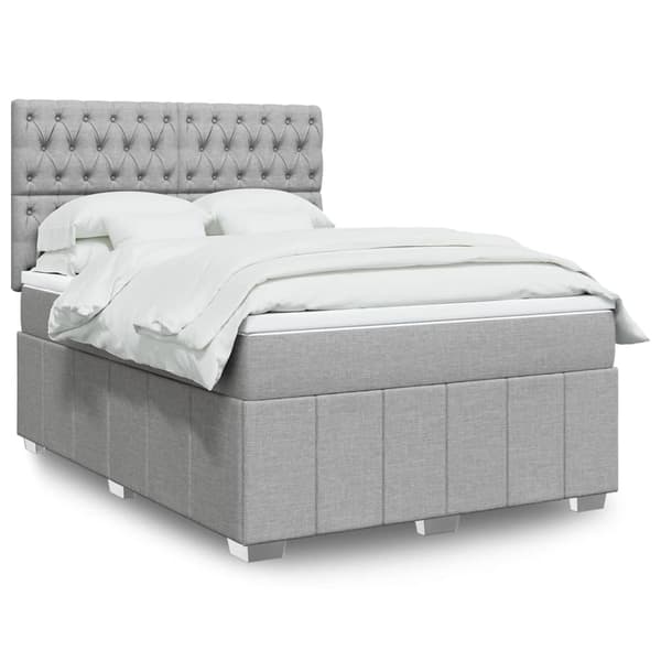 vidaXL Ramsäng med madrass ljusgrå 140x190 cm tyg Grå