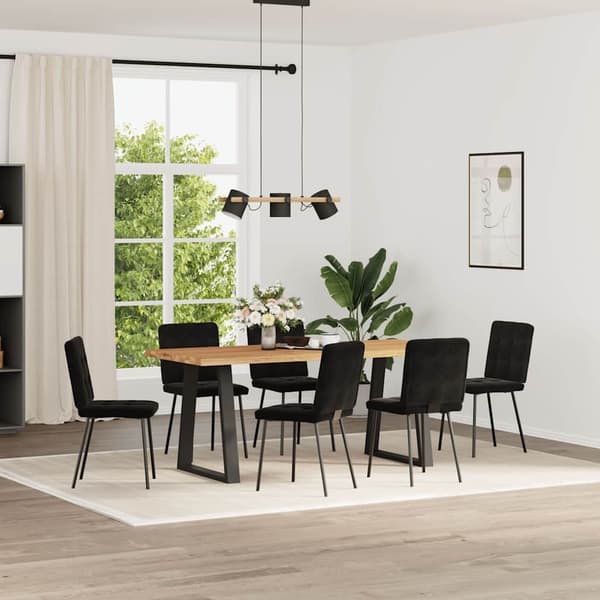 vidaXL Matstolar 6 st svart sammet Svart