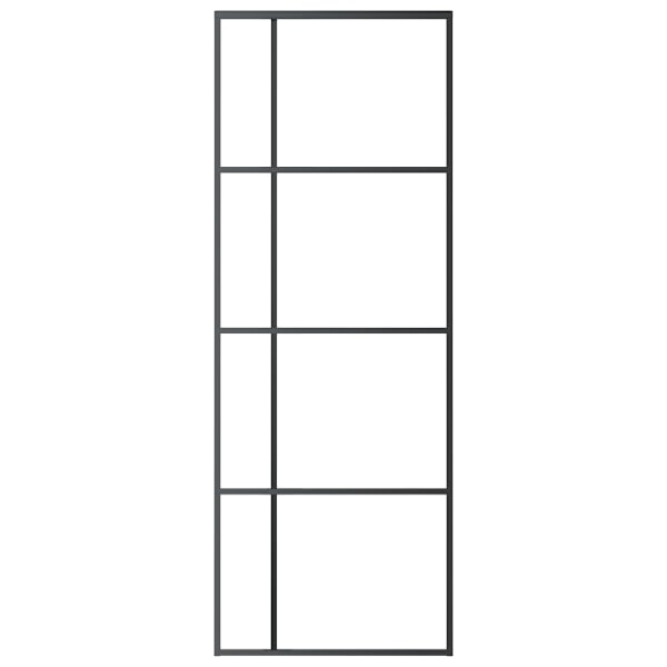 vidaXL Skjutdörr ESG-glas och aluminium 76x205 cm svart Svart