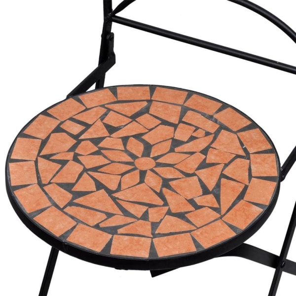 vidaXL Cafébord i mosaik 60 cm med 2 stolar Terrakotta Brun