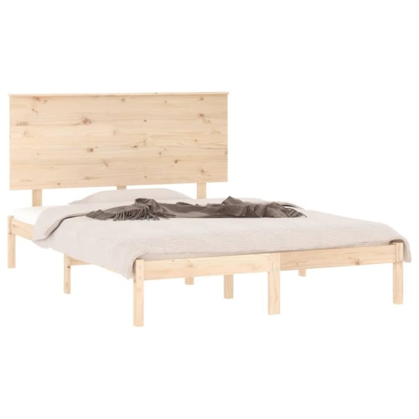 vidaXL Sängram massivt trä 135x190 cm Brun