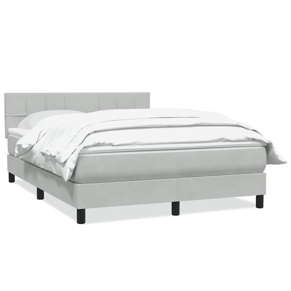 vidaXL Ramsäng med madrass ljusgrå 160x210 cm sammet Grå