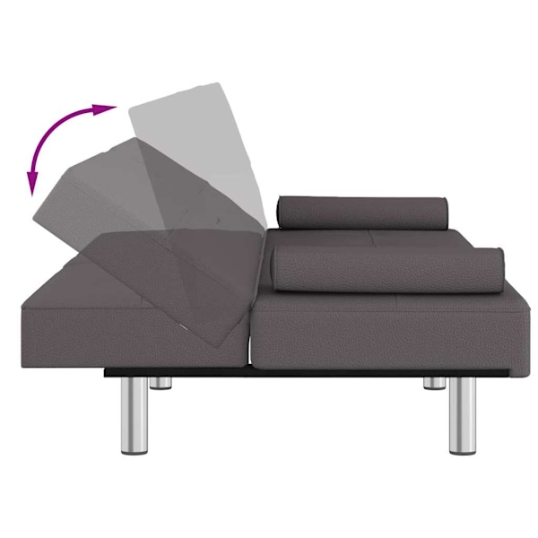 vidaXL Bäddsoffa med mugghållare grå konstläder Grå