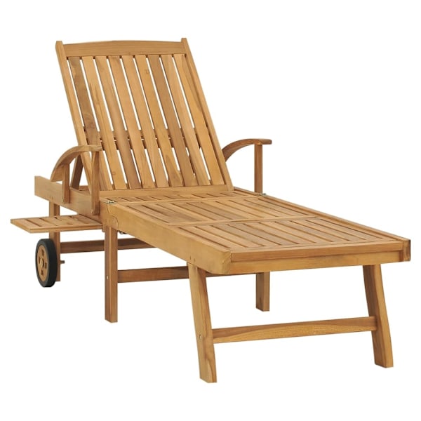 vidaXL Solsäng med bord massiv teak Brun