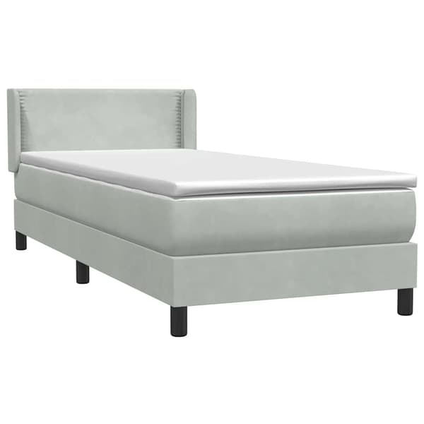 vidaXL Ramsäng med madrass ljusgrå 90x210 cm sammet Grå