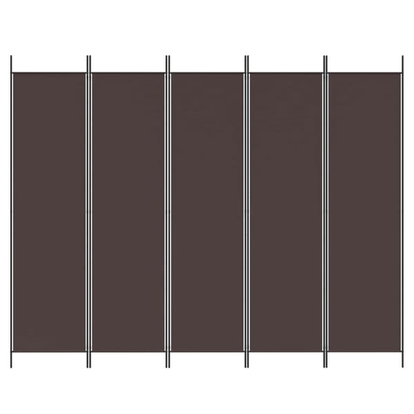 vidaXL Rumsavdelare 5 paneler brun 250x200 cm tyg Brun