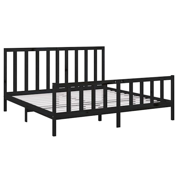 vidaXL Sängram svart massiv furu 180x200 cm Svart
