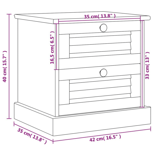 vidaXL Sängbord VIGO vit 42x35x42 cm massiv furu Vit