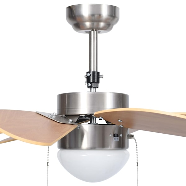 vidaXL Takfläkt med lampa 76 cm ljusbrun Brun