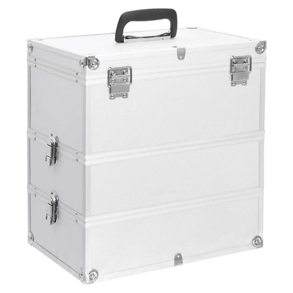 vidaXL Sminklåda 37x24x40 cm silver aluminium Silver