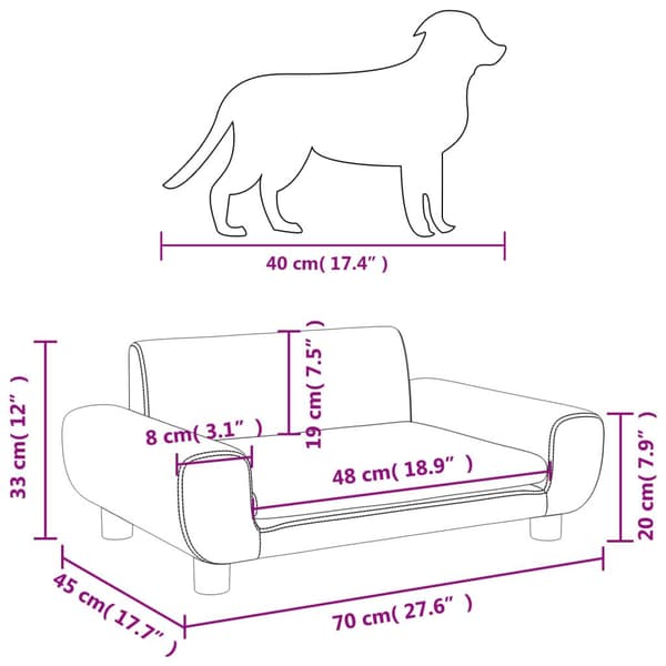 vidaXL Hundbädd ljusgrå 70x45x33 cm sammet Grå