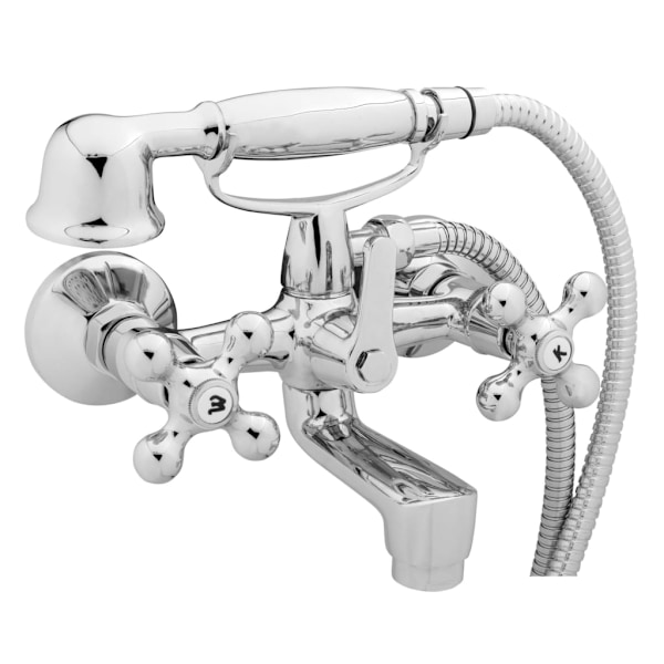 SCHÜTTE Badkarsblandare med handdusch 2-grepp ELK krom Silver