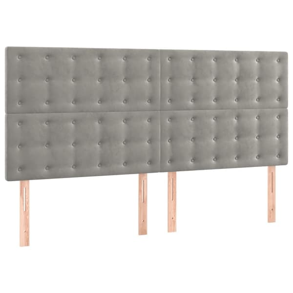 vidaXL Ramsäng med madrass ljusgrå 160x200 cm sammet Grå